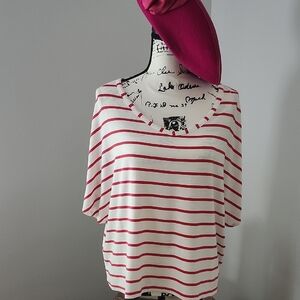 CHICO'S Zenergy Pink/White Stripe short sleeve t-shirt